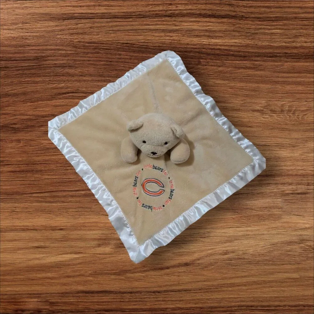Baby Fanatic Chicago Bears Football Lovey Security Blanket NFL Plush Toy satin b